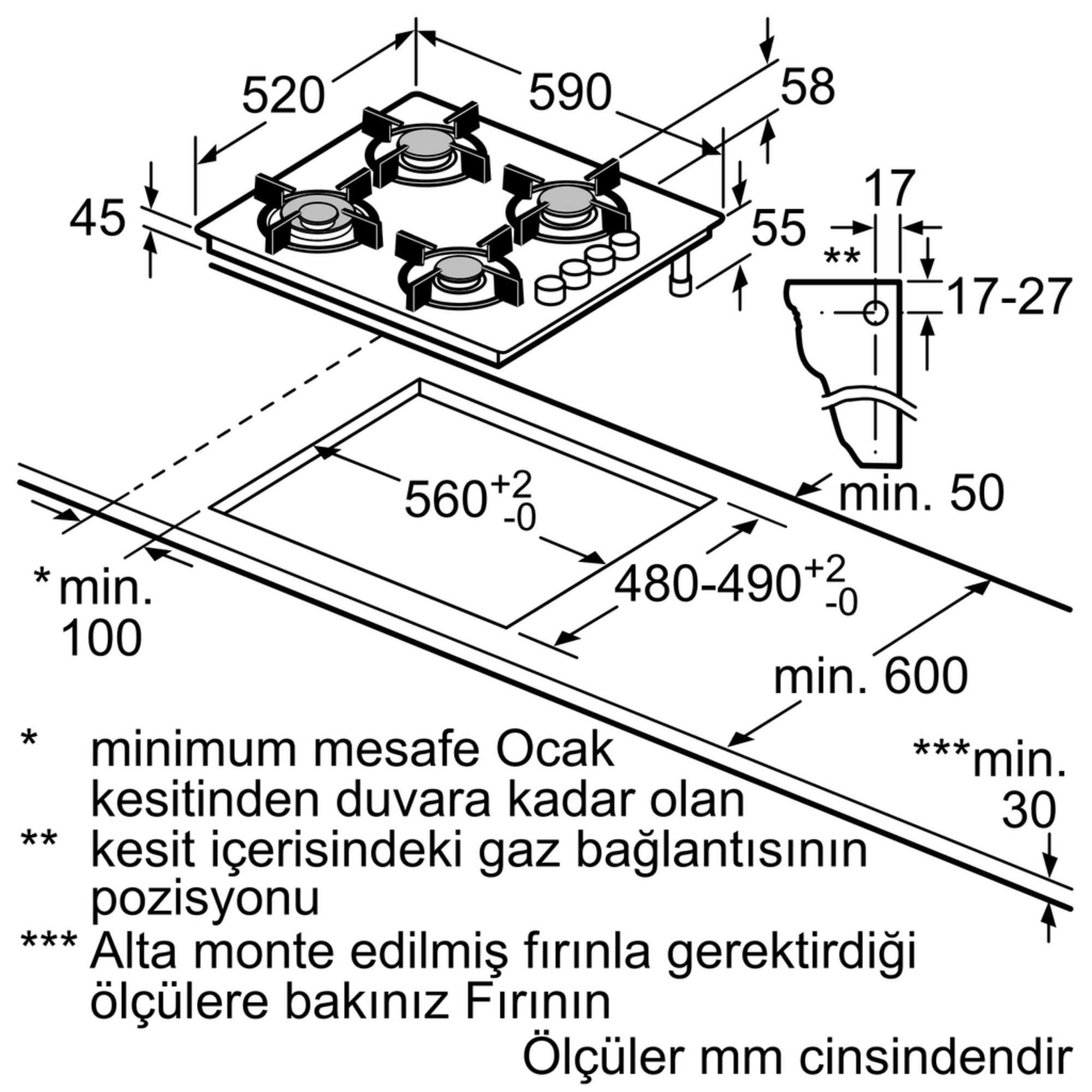 iQ100 Gazlı Ocak 60 cm