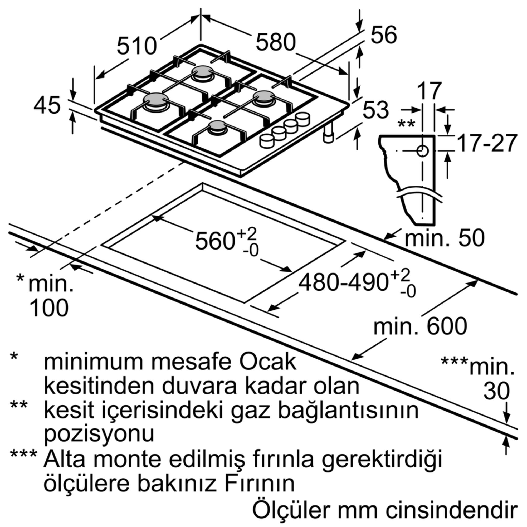 iQ100 Gazlı Ocak 60 cm