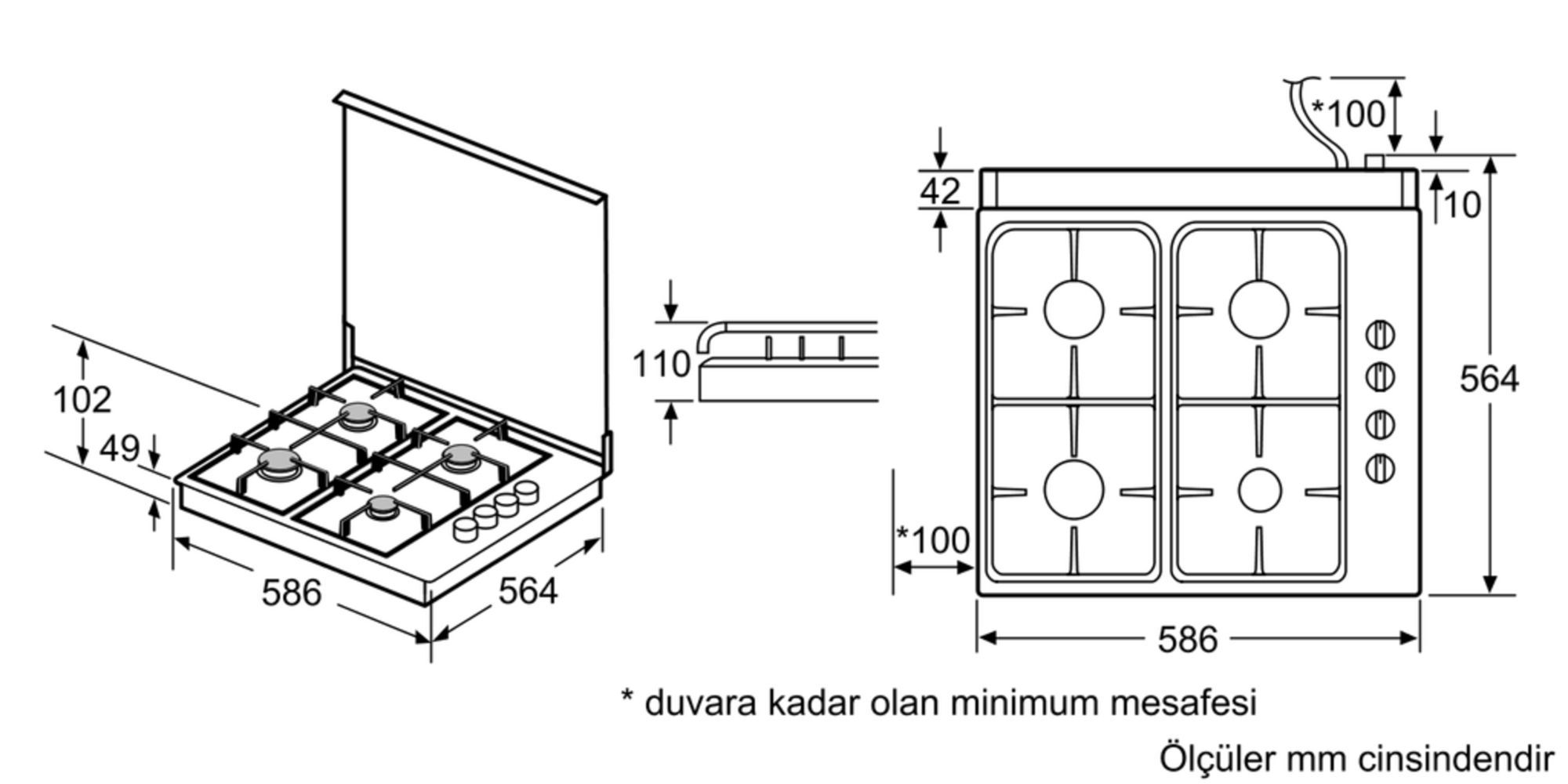 iQ100 Set Üstü Gazlı Ocak 60 cm