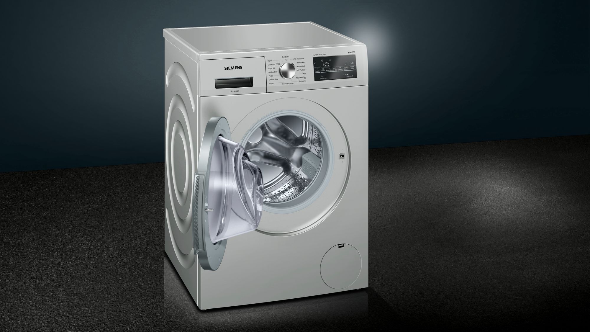 iQ500 Çamaşır Makinası 9 kg silver inox, 1200 dev./dak.