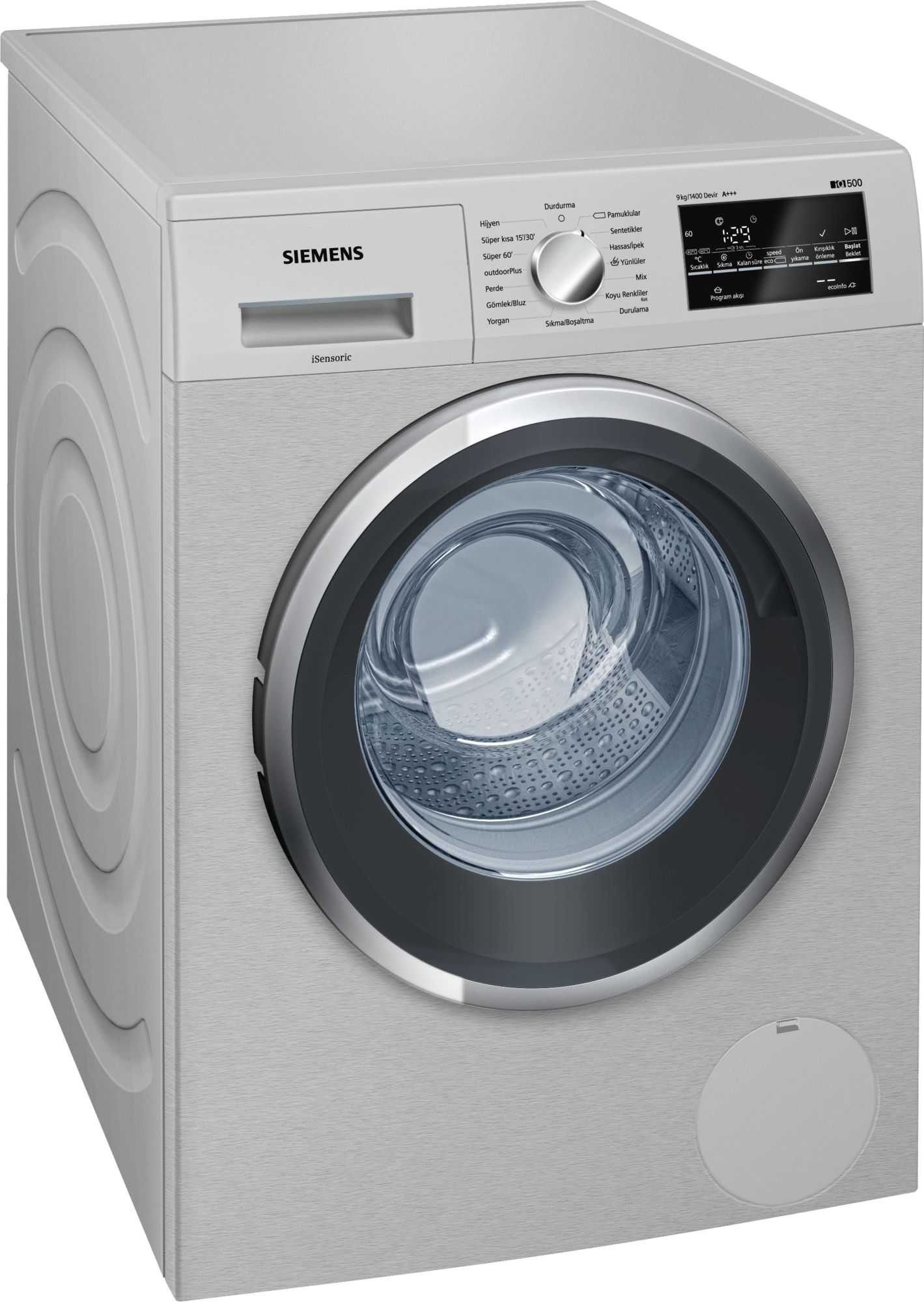 iQ500 Çamaşır Makinası 9 kg Kolay temizlenebilir Inox, 1400 dev./dak.