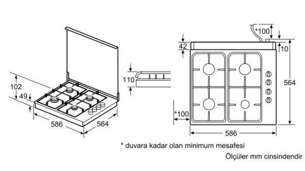 iQ100 Set Üstü Gazlı Ocak 60 cm