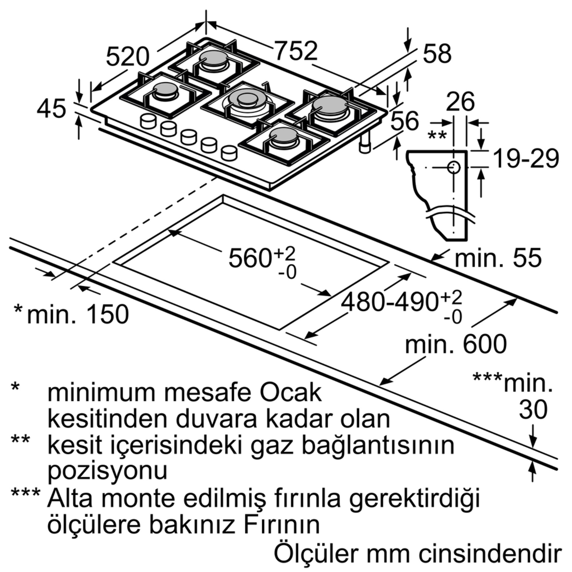 iQ500 Gazlı Ocak 75 cm