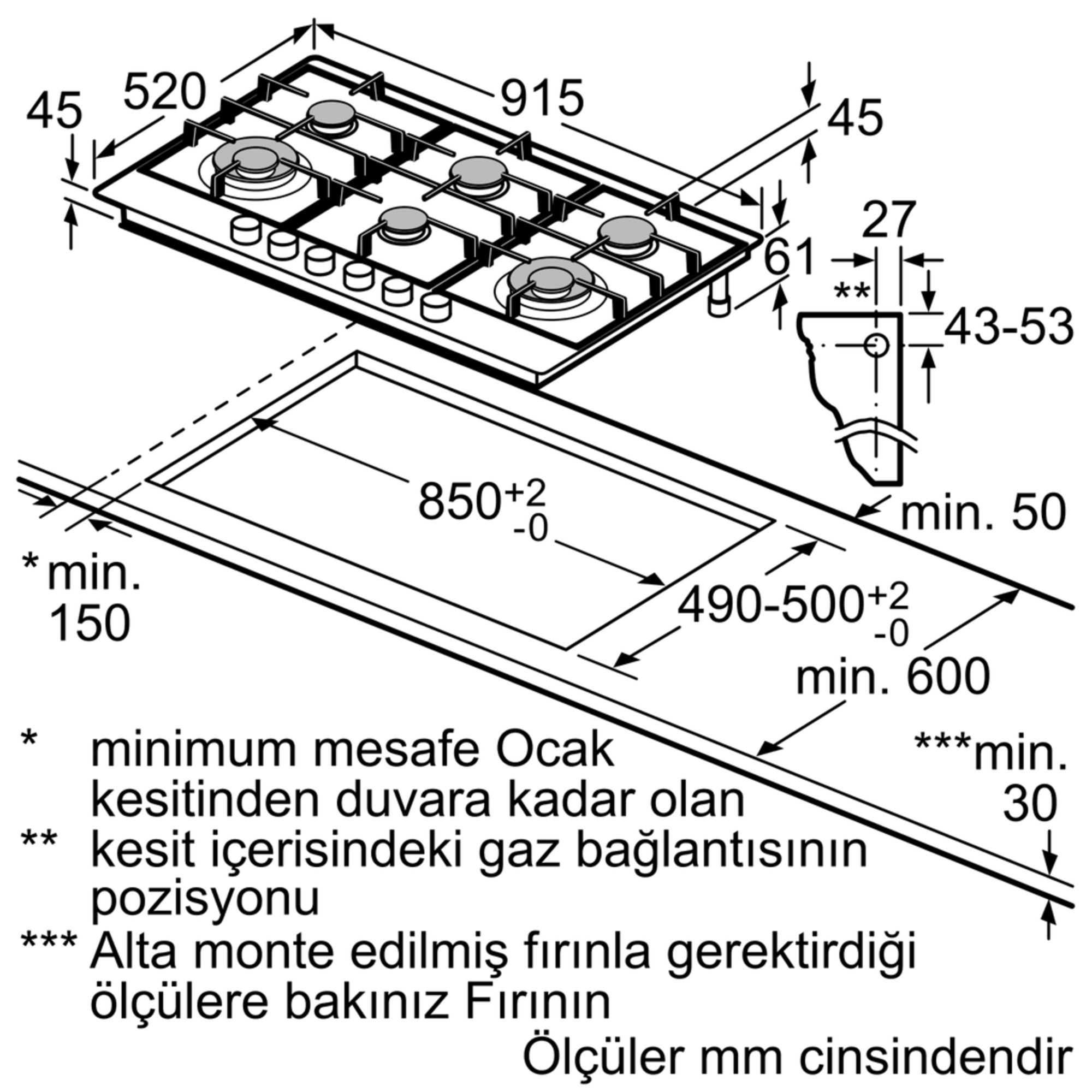 iQ500 Gazlı Ocak 90 cm