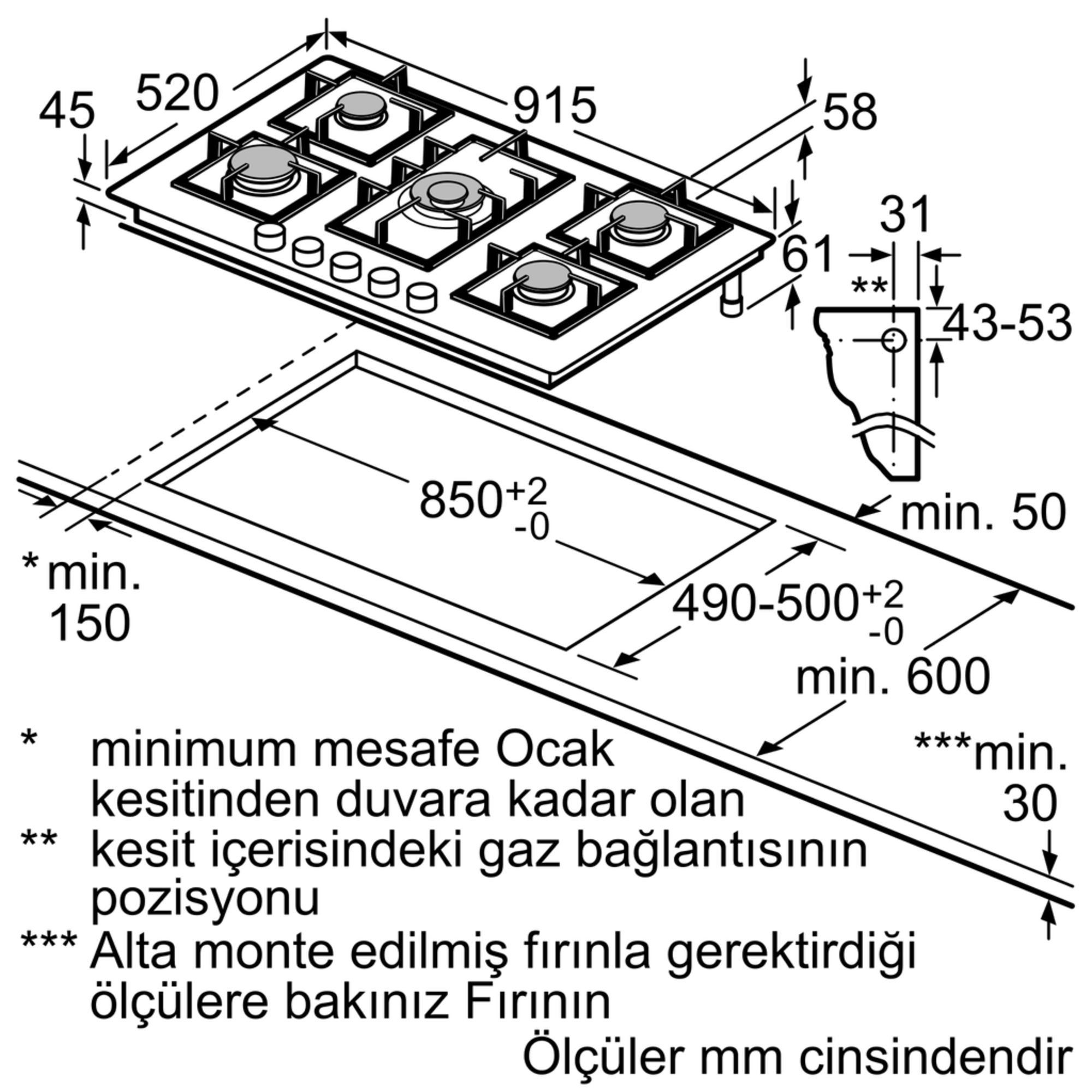 iQ500 Gazlı Ocak 90 cm