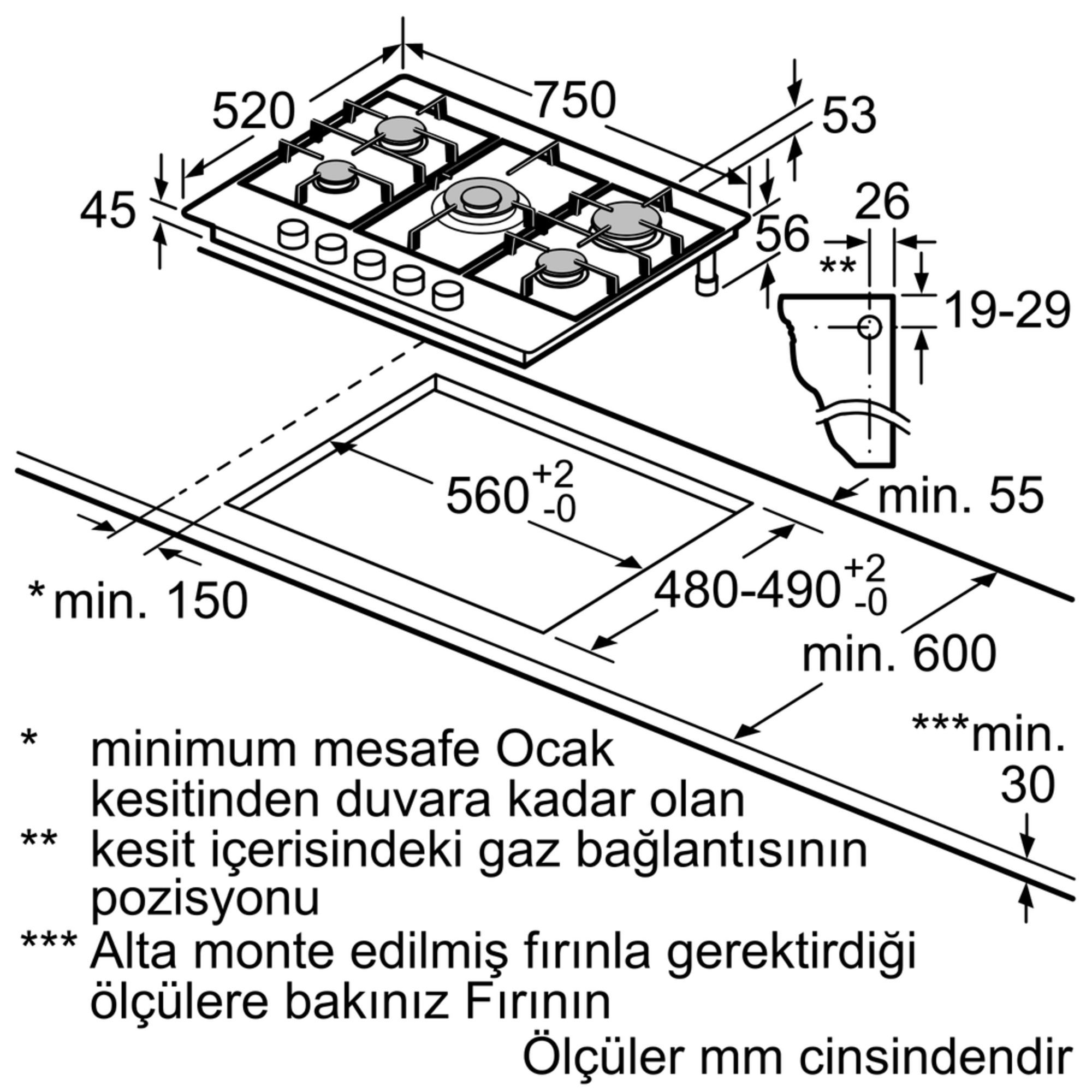 iQ500 Gazlı Ocak 75 cm